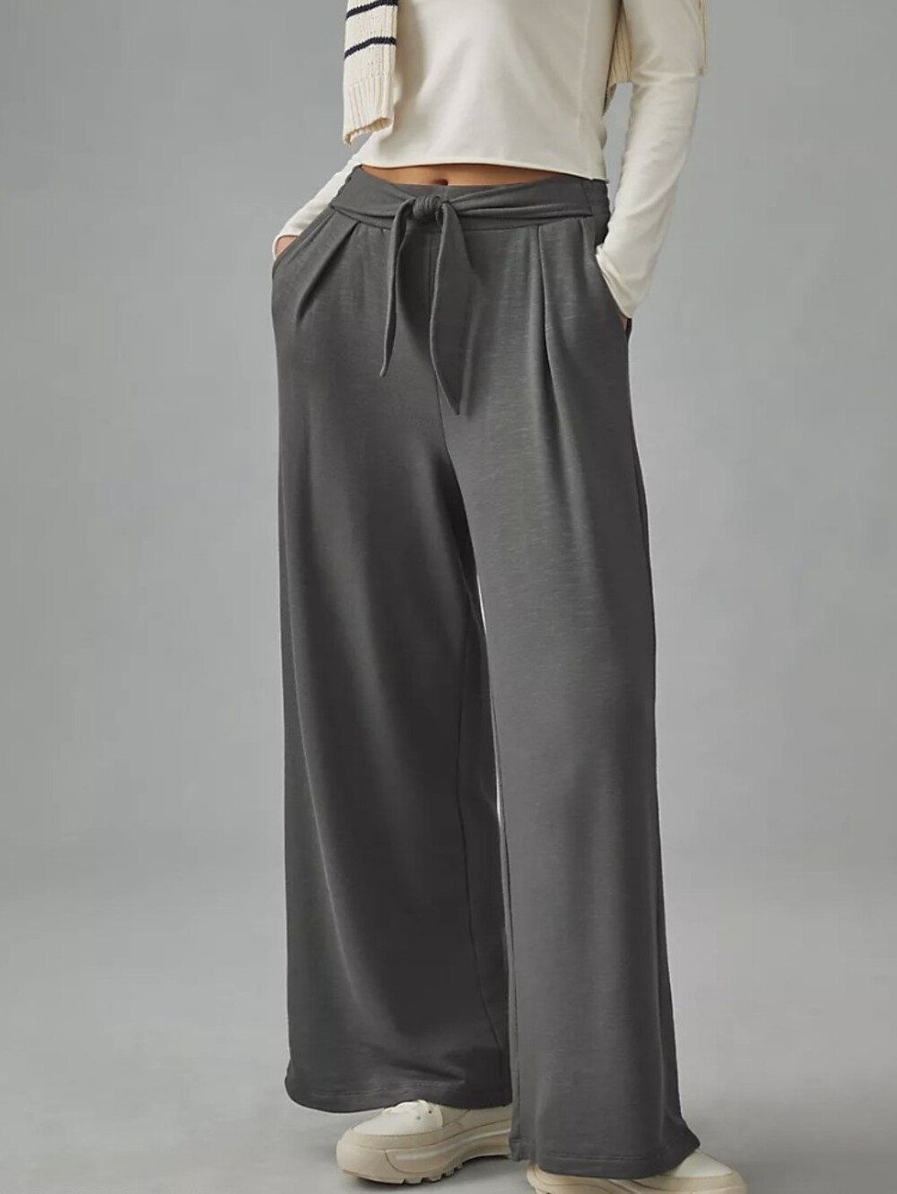 Daily Practice By Anthropologie Tie Front Gray Pants Size Large
